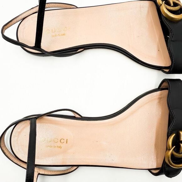 Gucci GG Marmont Flats Sandals Black Leather EU 38 US 8 - Picture 6 of 9